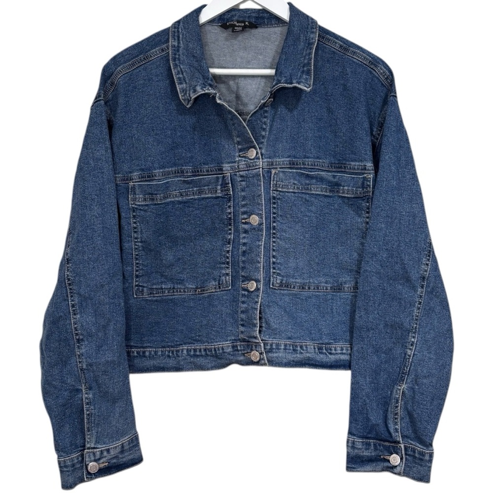 Stitch Star Blue Denim Jean Cropped Jacket Womens Size XL NWT